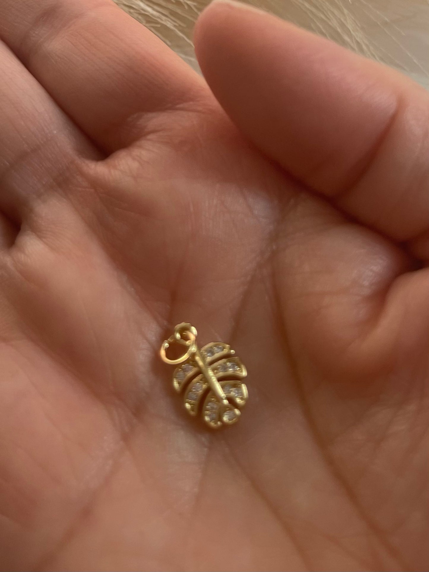 Leaf zircon charm