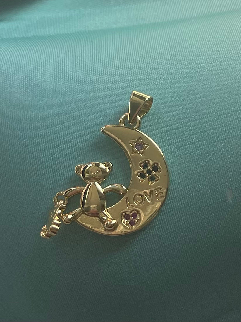 Teddy Bear Moon Pendant