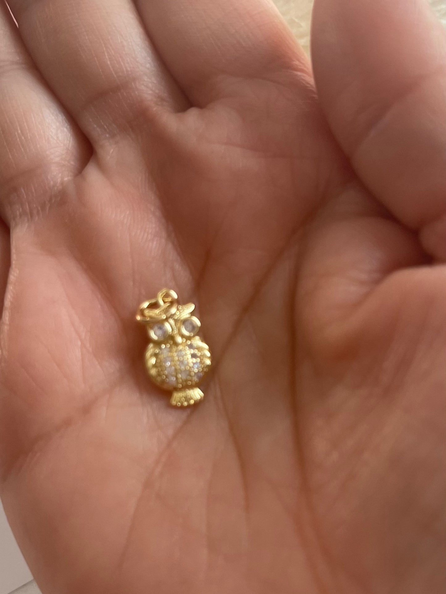 Owl zircon charm