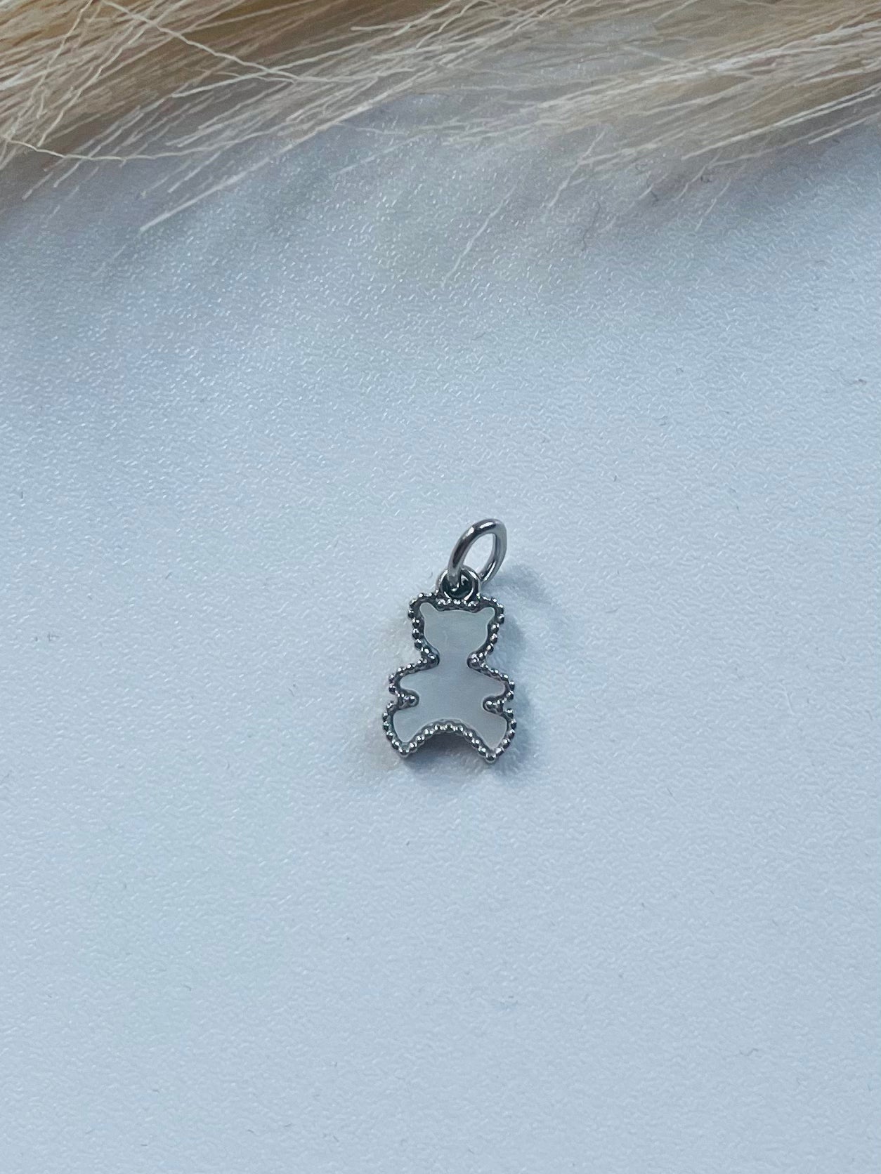 Teddy Bear Mini charm Silver tone