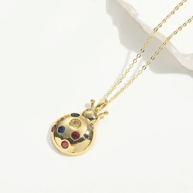Lady bug with multi color stones