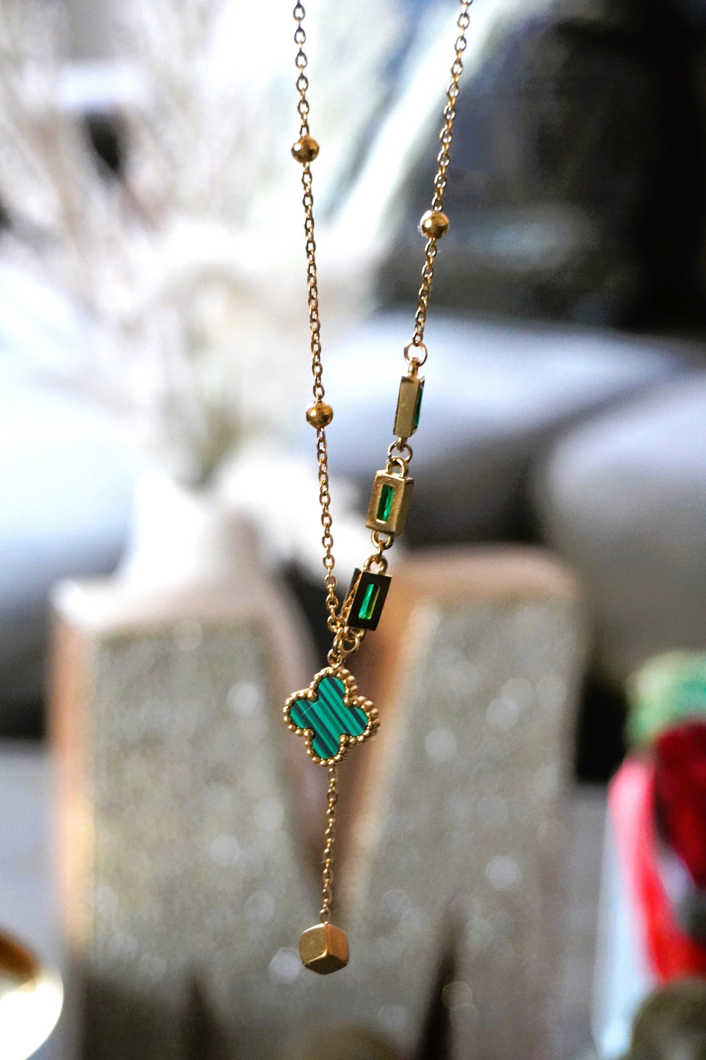 Clover and Emerald Necklace