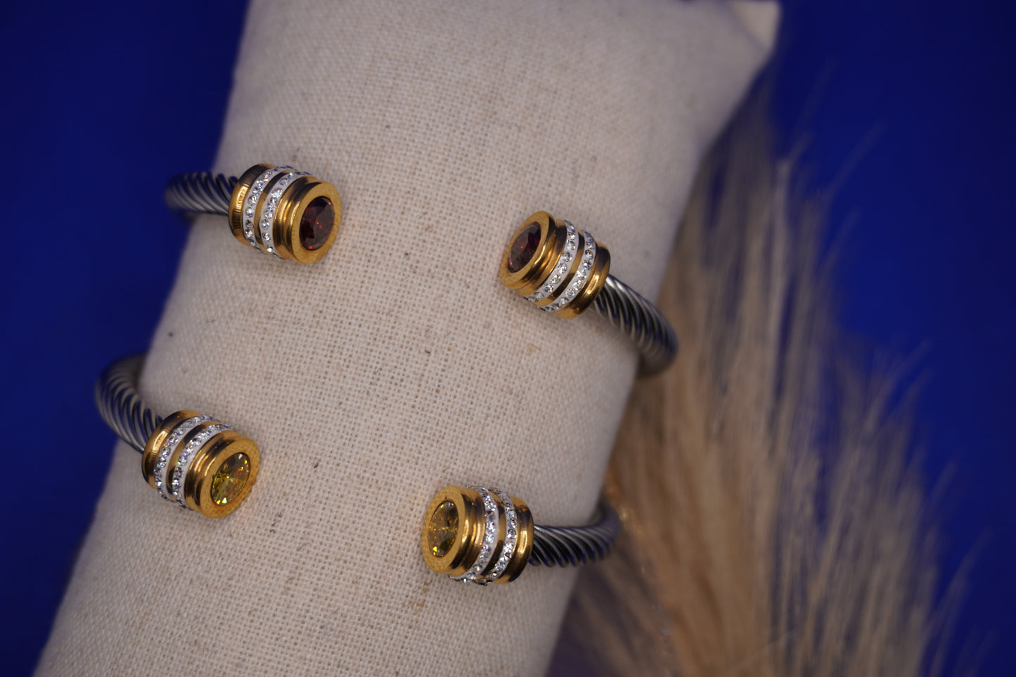 Cable Bangles With Zirconias