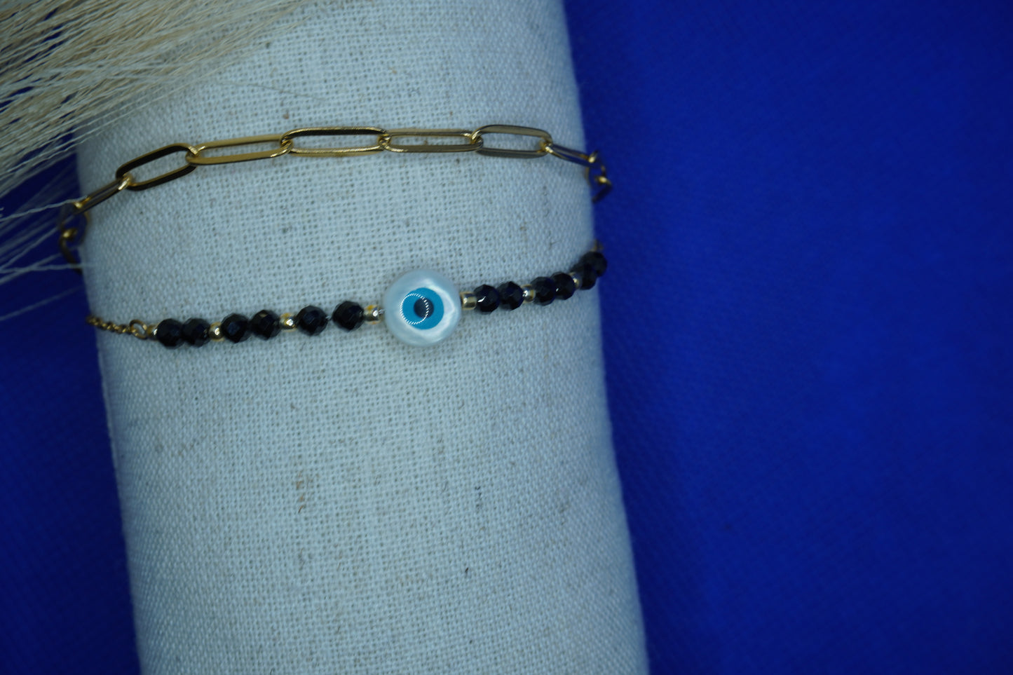 Evil Eye and Paperclip Bracelet