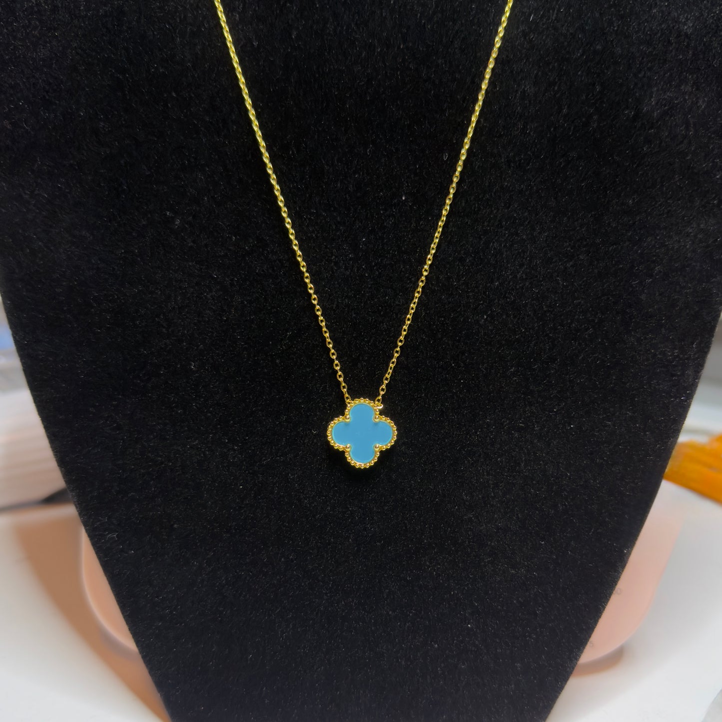 Clover Necklace Blue Turquoise