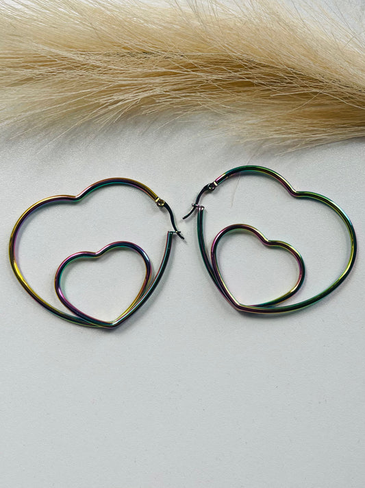 Heart Hoops Multi color earrings