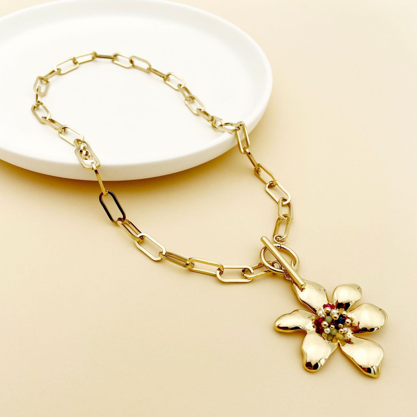 Paperclip Flower Necklace