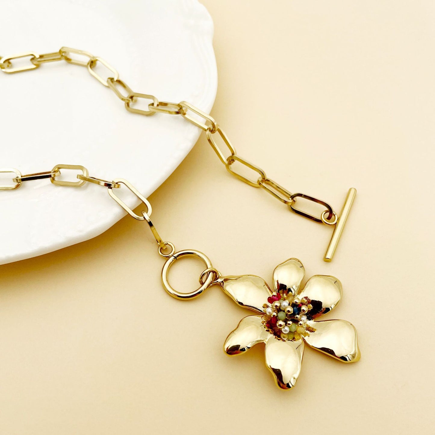 Paperclip Flower Necklace