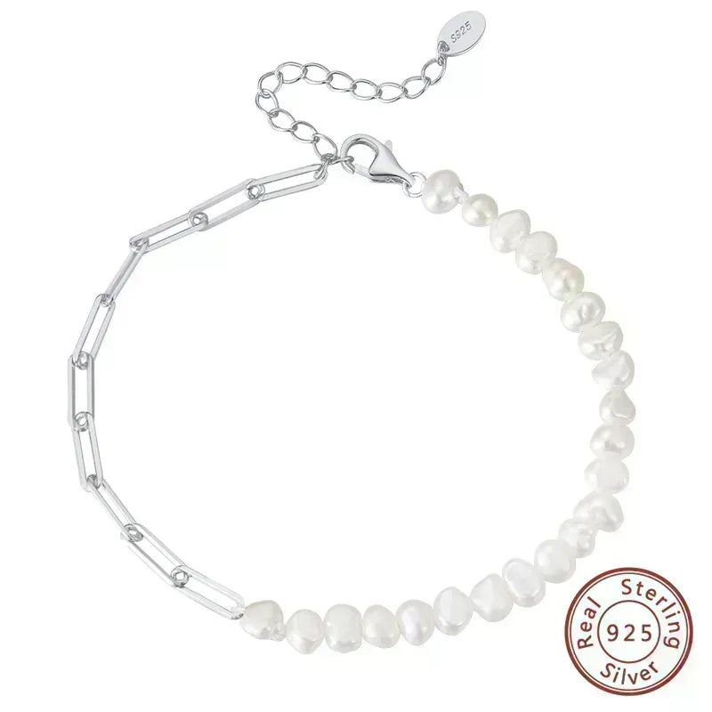 Paper Clip/Water Pearl Bracelet