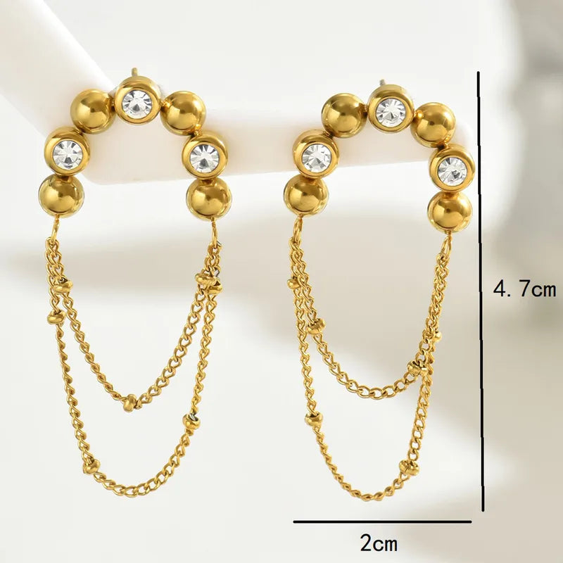 Chain Drop earrings with zircon