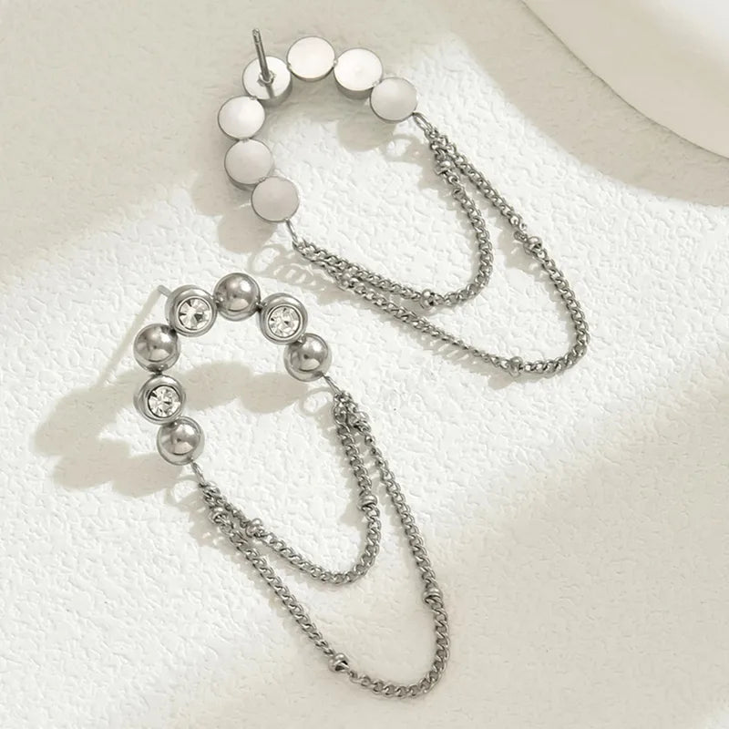 Chain Drop earrings with zircon