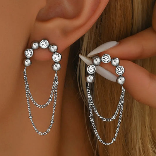 Chain Drop earrings with zircon